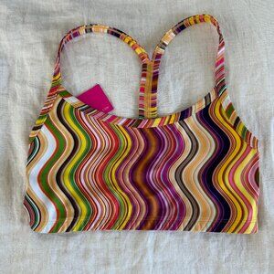 NWT Terez TLC Printed Y-Back Bralette/Sports Bra in Swirl Stripe - SIZE SMALL
